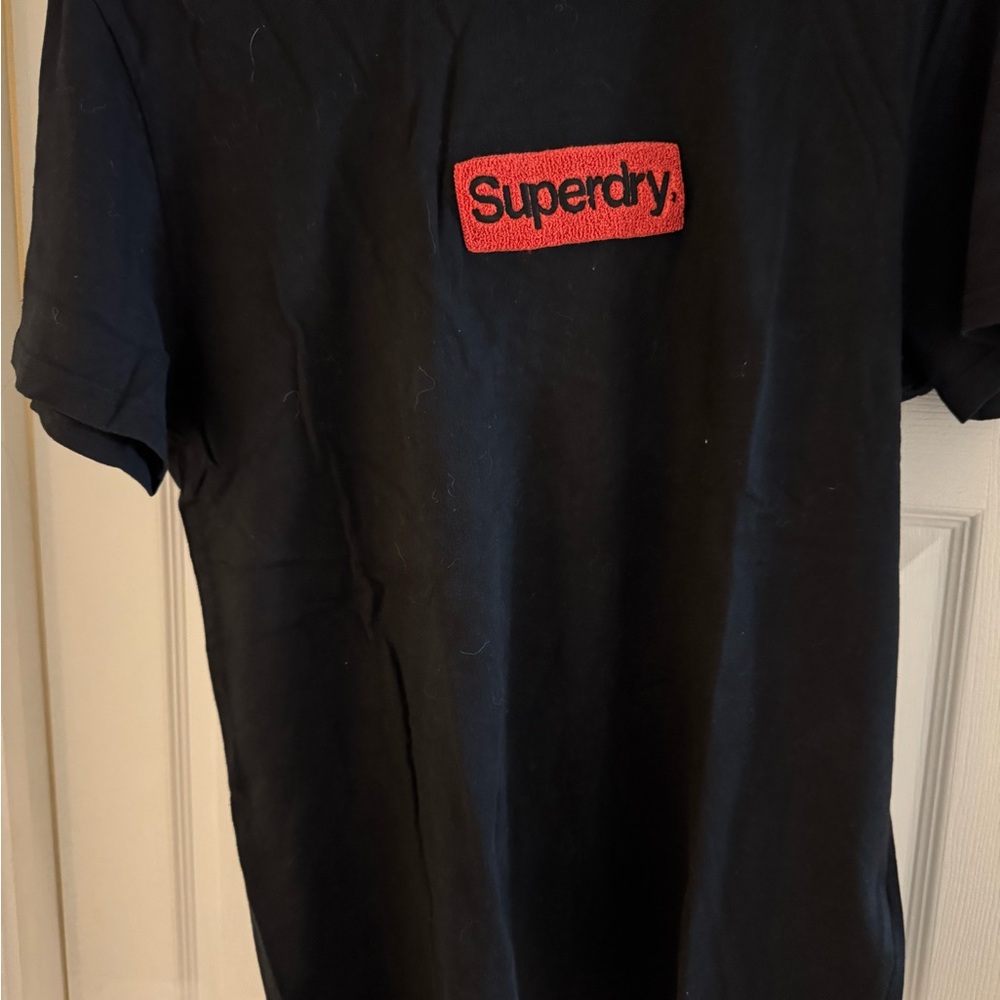 BNWT Superdry Black T-Shirt with Red Logo